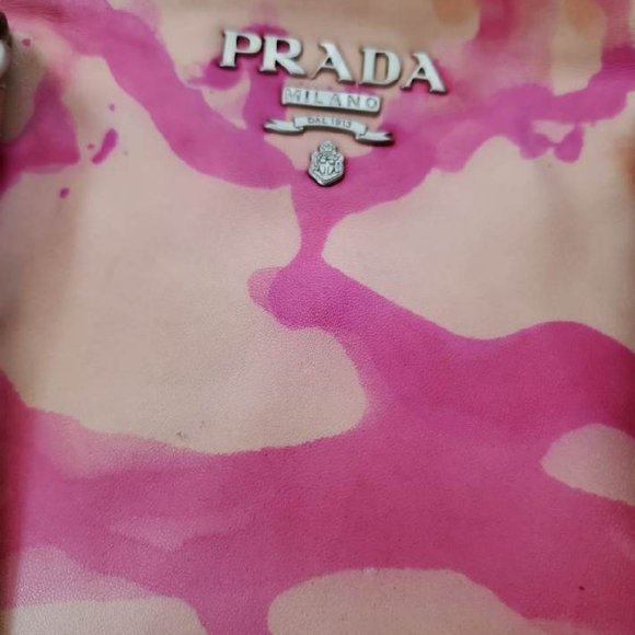 Prada XL bag beige peach Pink orange Leather double handle Tote tie dyed edition - Picture 3 of 16